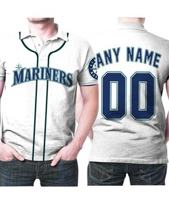 Seattle Mariners Any Name 00 Majestic Alternative White Jersey Polo Shirt in 3D