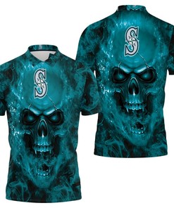Seattle Mariners Fans Rejoice: Skull Design 3D All Over Print Polo Shirt