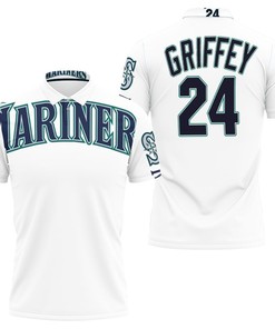 Seattle Mariners Ken Griffey Jr. #24 2020 MLB White Breathable Fabric Polo Shirt