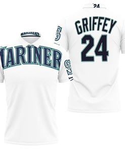 Seattle Mariners Ken Griffey Jr. #24 2020 MLB White Jersey Inspired 3D All Over Print Polo Shirt