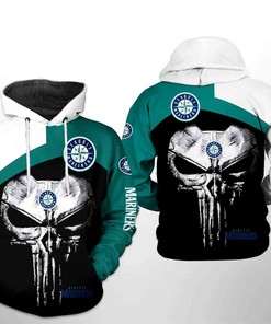 Seattle Mariners MLB Skull Punisher 3D Hoodie