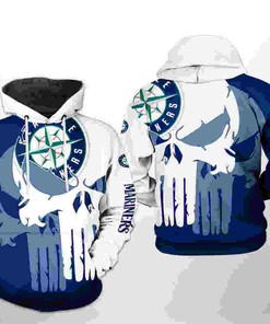 Seattle Mariners MLB Team Skull Zip Up Hoodie