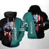 Seattle Mariners MLB US Flag Skull All Over Print Hoodie