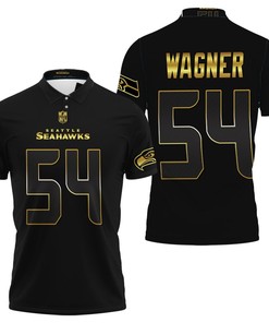 Seattle Seahawks Bobby Wagner #54 NFL American Football Black Golden Edition Polo Shirt with 3D Design