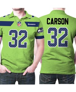 Seattle Seahawks Chris Carson #32 NFL American Football Legend Polo Shirt with Polo Collar