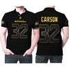 Seattle Seahawks Chris Carson #32 NFL American Football Team Black Golden Edition Polo Shirt with Breathable Fabric