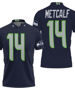 Seattle Seahawks D K Metcalf Limited Navy 100th Season Style 3D All Over Print Polo Shirt with Breathable Fabric