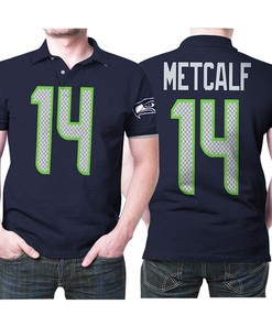 Seattle Seahawks Dk Metcalf 14 Great Player NFL Football Team Navy 100th Season Jersey Style Polo Shirt