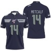 Seattle Seahawks Dk Metcalf #14 NFL American Football Navy 100th Season Style Polo Shirt with Breathable Fabric