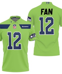 Seattle Seahawks Fan #12 NFL American Football Green Color Rush Legend Polo Shirt with Polo Collar