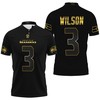 Seattle Seahawks Russell Wilson #3 NFL American Football Team Black Golden Edition Polo Shirt with 3D Design