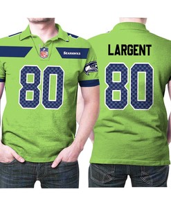 Seattle Seahawks Steve Largent #80 NFL American Football Legend Polo Shirt with Polo Collar
