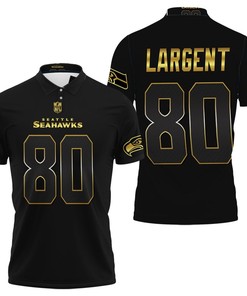 Seattle Seahawks Steve Largent #80 NFL American Football Team Black Golden Edition Polo Shirt with 3D Design
