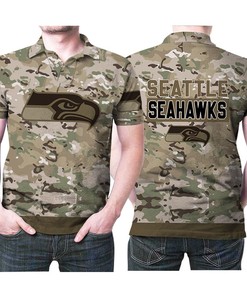 Seattle Seahawks US Flag Camouflage Veteran 3D All Over Print Polo Shirt with Breathable Fabric
