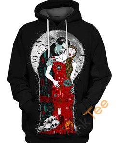 Sensual Lips of a Vampire on All Over Print Hoodie in 3D Design