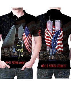 September 11, Never Forget Memorial Flag on a 3D All Over Print Polo Shirt