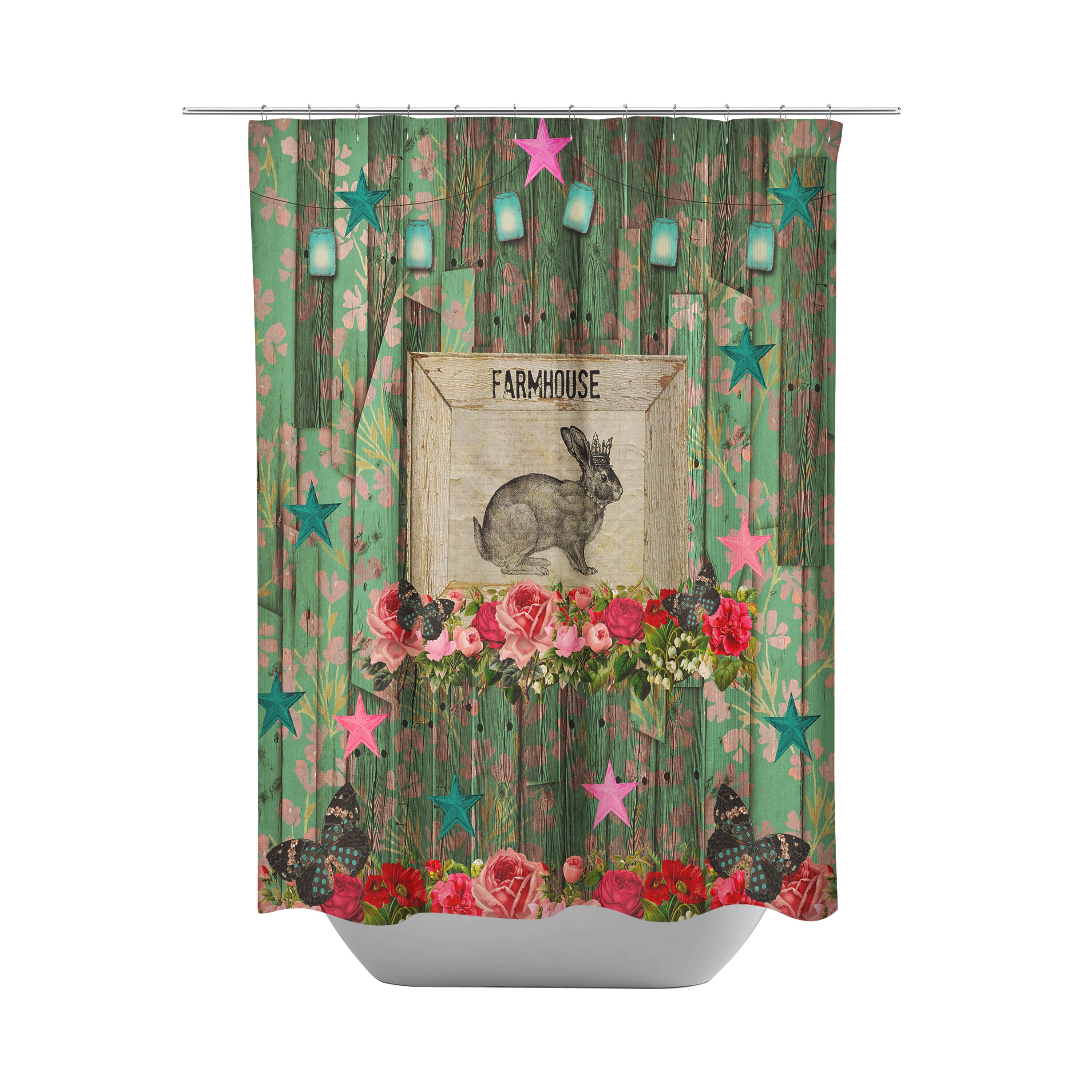 Shabby Farmhouse Shower Curtain, Stylish Bathtub Curtain with Farmhouse Design Elements - Image 2