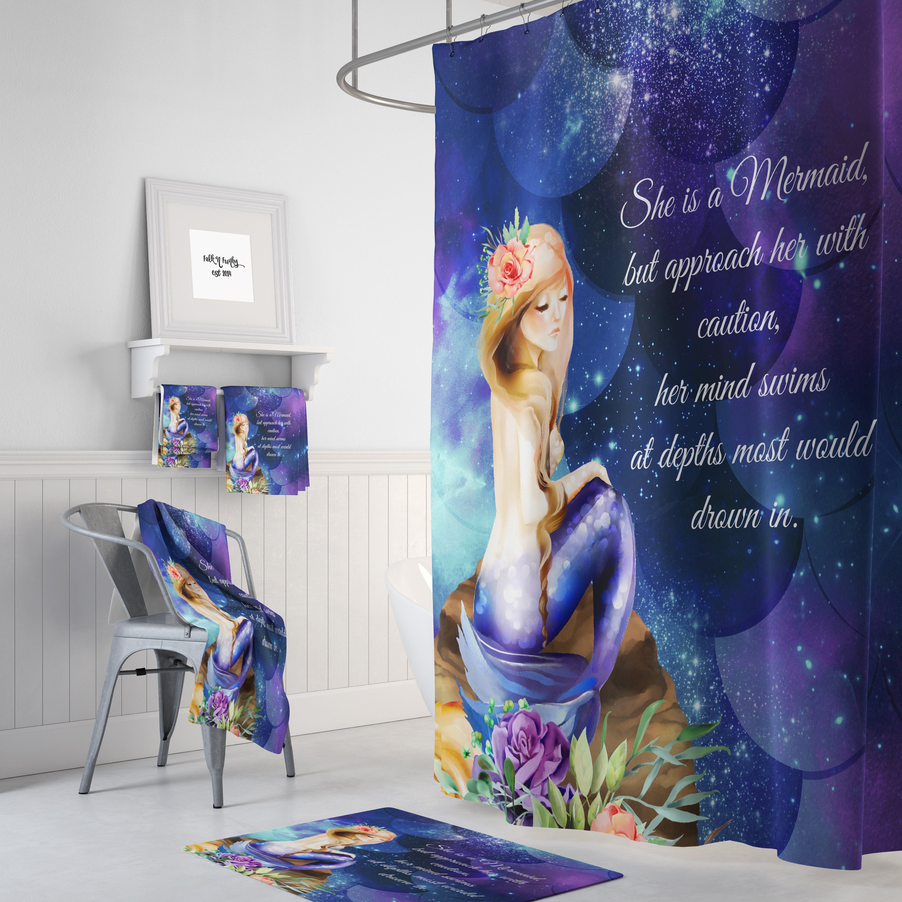 She is a Mermaid Shower Curtain, Celebrate Your Love for Mermaids in Your Bathroom Decor