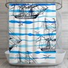 Ship Pattern Nautical Shower Curtain | Old Wooden Ships Coastal Cottage Bath Decor | Cool Bathroom Curtains