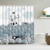 Ship Wave Shower Curtain | Ocean Beach Coastal Octopus | Home Bathroom Decor | Nautical Theme | House Warming Gift