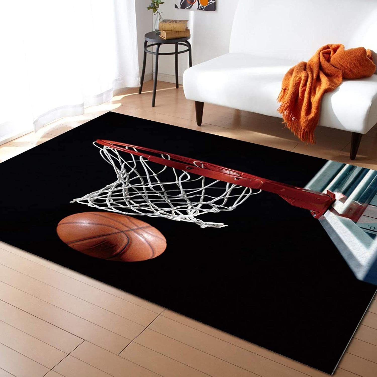 Shop the Best Modern Black Basketball Area Rugs - Soft, Easy to Clean, Non-Skid for Basketball Lovers