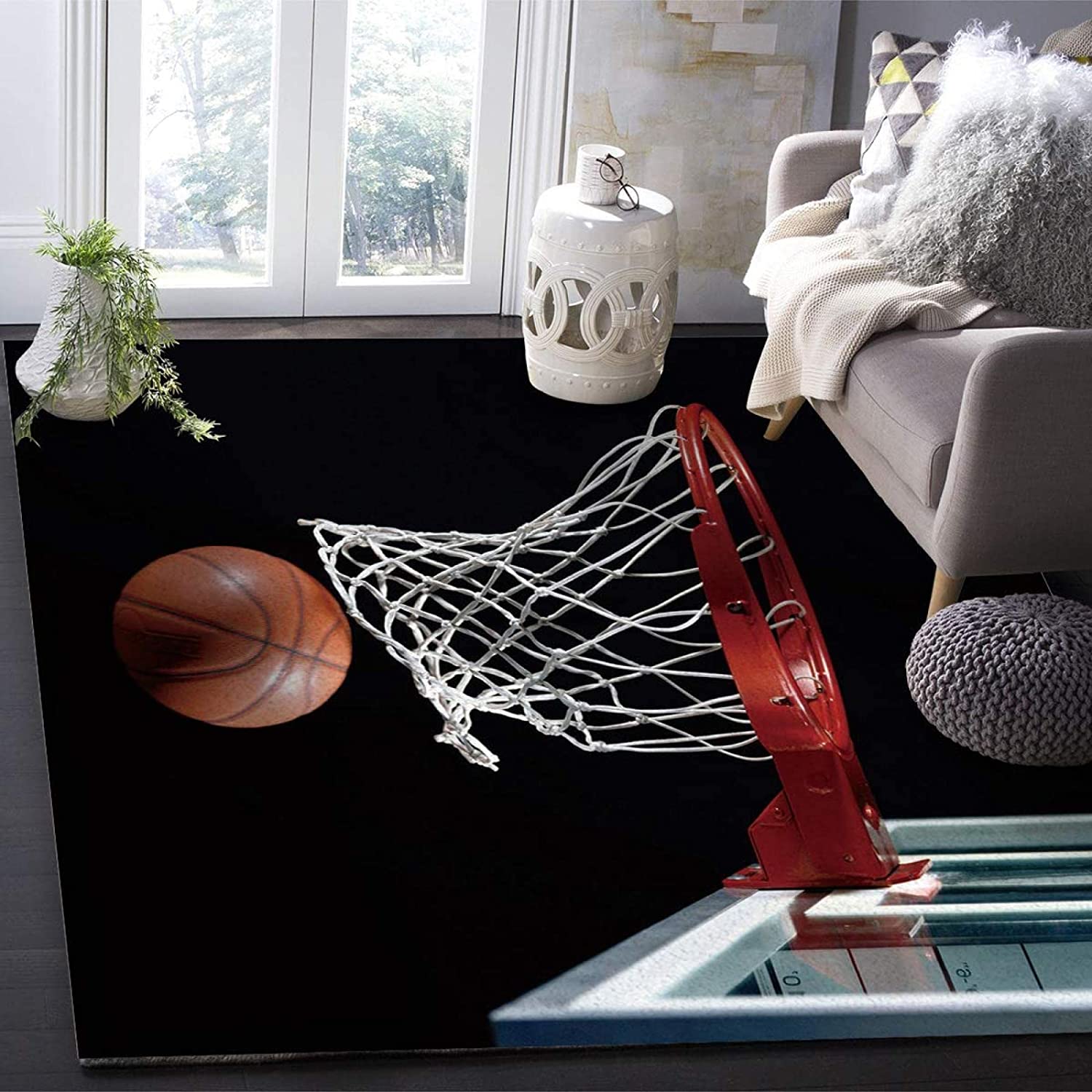 Shop the Best Modern Black Basketball Area Rugs - Soft, Easy to Clean, Non-Skid for Basketball Lovers - Image 2