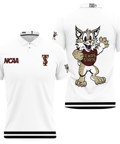 Show Your Bobcat Spirit with Texas State Mascot Logo 3D All Over Print Polo Shirt