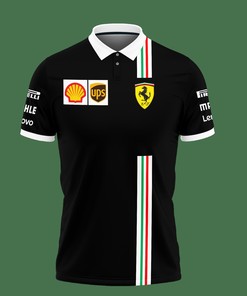 Show Your Enthusiasm with Our 3D Printed Scuderia Ferari F1 Nth-Ht Polo Shirt Ver 1 (Black)