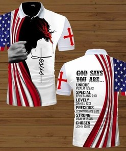 Show Your Faith With This Wonderful Polo Shirt Featuring God's Love And American Flag