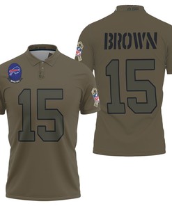 Show Your Love For Buffalo Bills John Brown #15 And Salute To Service With This Camo 2019 Custom Bills Fans Polo Shirt