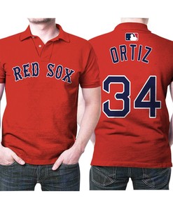 Show Your Love for David Ortiz and Boston Red Sox with Red Vintage 3D Designed Allover Polo Shirt.
