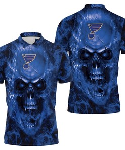 Show Your Love for The St. Louis Blues with Our Skull 3D All-Over Print Polo Shirt for NHL Fans