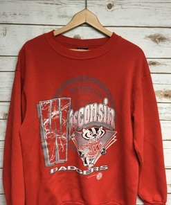 Show Your Love for the Badgers with a Vintage 90s Wisconsin Badgers Basketball and Football Sweatshirt