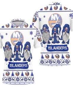Show Your Love for the New York Islanders with Christmas Gnomes on a 3D Polo Shirt with All-Over Print