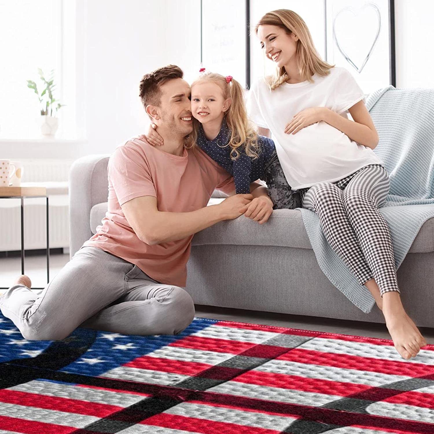 Show Your Patriotism and Style with a Basketball Court American Flag Area Rug for Bedroom and Living Room Decor - Image 2