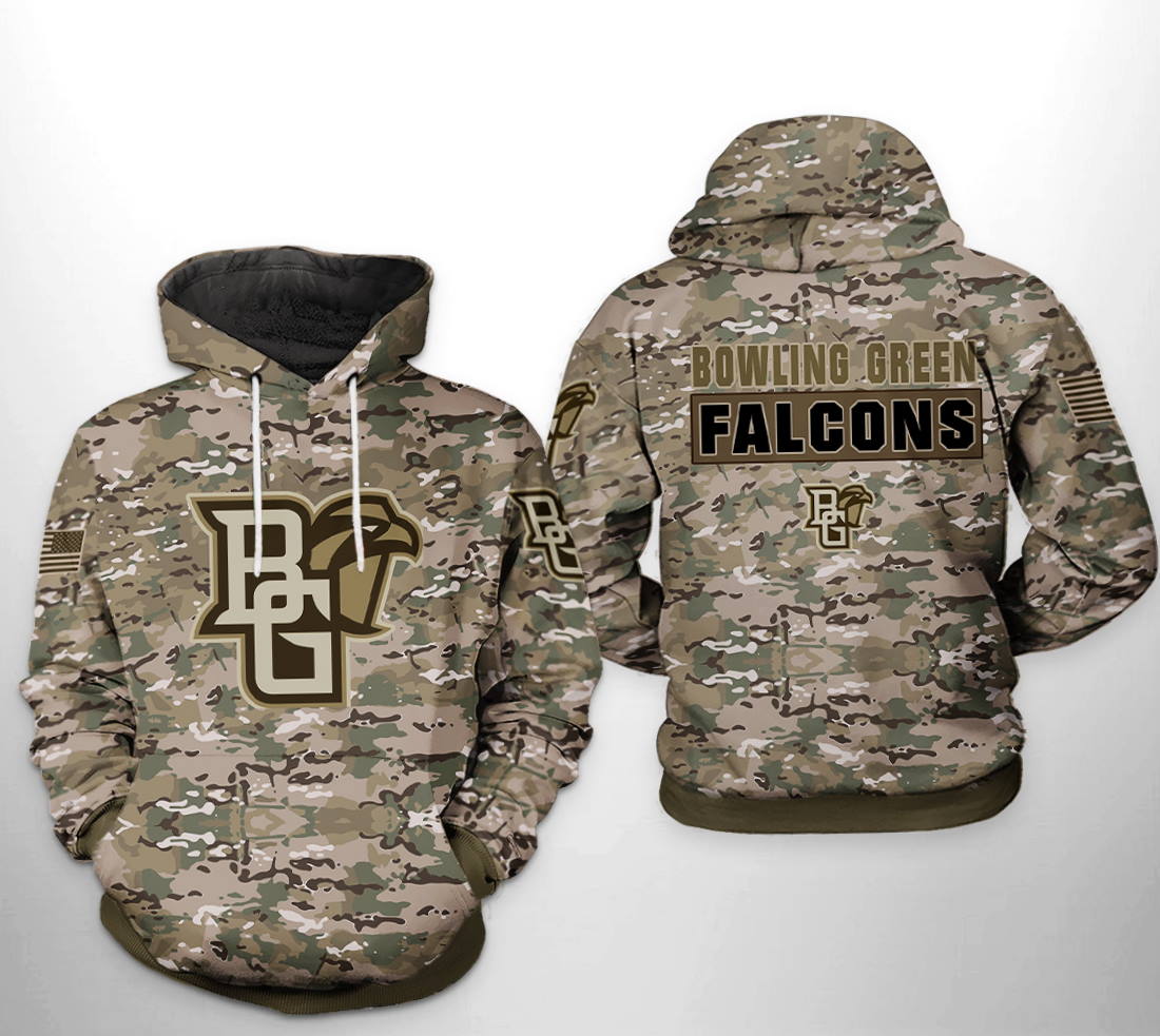 Show Your Support for Bowling Green Falcons NCAA with Camo Veteran 3D Hoodie