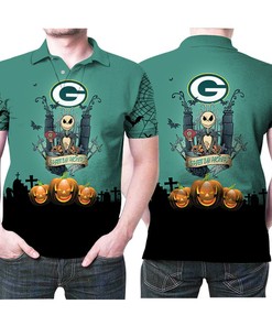 Show Your Support for Green Bay Packers with Jack Skellington Logo on All Over Print 3D Polo Shirt