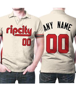 Show Your Support for Portland Trail Blazers with 00 Any Name 2020 Nba White Rip City Jersey Polo Shirt in 3D