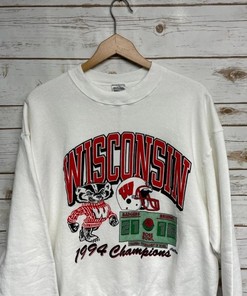 Show Your Support with a Wisconsin Badgers Rose Bowl Champions Vintage Sweatshirt - Great for NCAA Fans