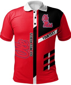 Show Your Team Pride with the NCAA Ole Miss Rebels Red and Black Polo Shirt with Your Own Text and Number