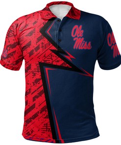 Show Your Team Spirit with the NCAA Ole Miss Rebels Red and Blue Polo Shirt with Your Own Text and Number