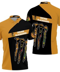 Show off your Windy City style Monster Energy Chicago Blackhawks polo shirt featuring an all over print design.