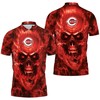 Show off your edgy side with our Cincinnati Reds MLB fans skull polo shirt, featuring a bold and unique design.