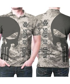 Show off your love for Punisher with Punisher Skull Viking Symbol Son Of Odin 3D All Over Print Polo Shirt