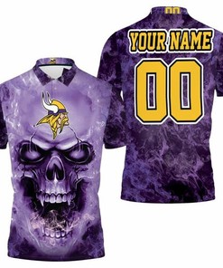 Show off your love for the Minnesota Vikings with this skull design personalized 3D all over print polo shirt.