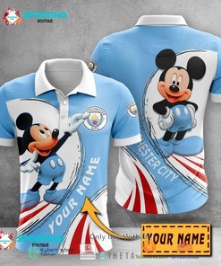 Show your Love for Manchester City with this Custom Name Mickey Mouse Polo Shirt