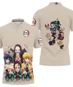 Show your love for Tanjiro, Nezuko, and Inosuke with the Kimetsu No Yaiba Polo Shirt