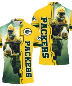 Show your love for the Green Bay Packers with an all-over print 3D polo shirt featuring Aaron Jones' number 23.
