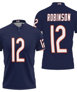 Show your love for the game with this Art Chicago Bears Allen Robinson #12 Great Player NFL Vintage Navy Polo Shirt.