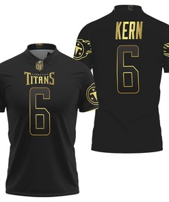 Show your support for Brett Kern #6 with the Nfl America Football Team Logo Black Golden Polo Shirt